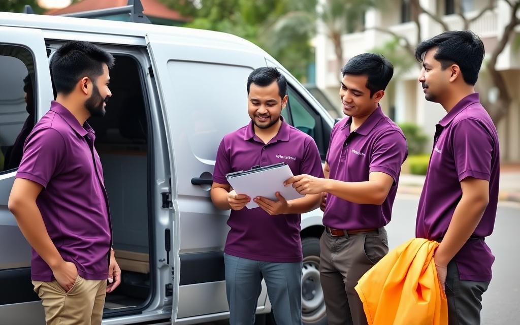 Climbkit crew reviewing the day&rsquo;s checklist beside their van